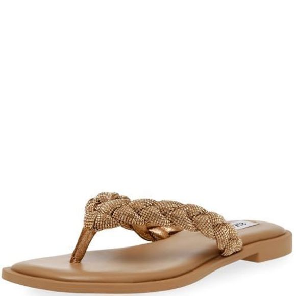 Steve Madden Women's Amily Flat Sandal, Bronze Rhinestone, 6 - Picture 1 of 1